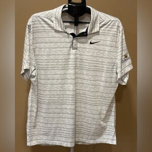 Nike Men's Golf Polo Tiger Woods Dri-Fit White Gray Performance Shirt Sz Large